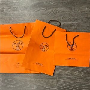 Hermès Orange Shopping Bags Set
